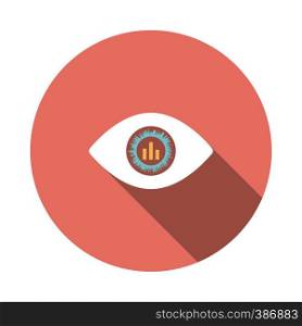 Eye with market chart inside pupil icon. Flat color design. Vector illustration.