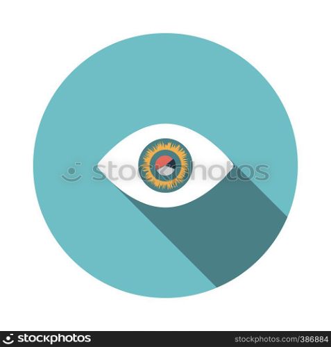 Eye with market chart inside pupil icon. Flat color design. Vector illustration.