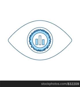 Eye With Market Chart Inside Pupil Icon. Thin Line With Blue Fill Design. Vector Illustration.