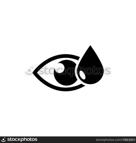 Eye with Medicine Water Drop. Flat Vector Icon illustration. Simple black symbol on white background. Eye with Medicine Water Drop sign design template for web and mobile UI element. Eye with Medicine Water Drop Flat Vector Icon