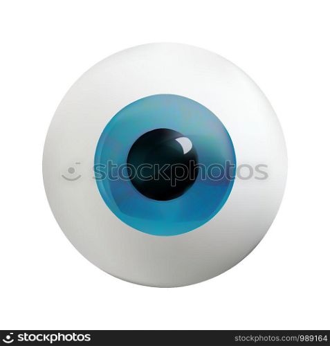 Eye with shiny blue iris, realistic icon, ophthalmology object. Sight symbol. Vector illustration.