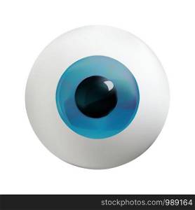 Eye with shiny blue iris, realistic icon, ophthalmology object. Sight symbol. Vector illustration.