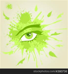 Eye3. The eye looks from a green stain. A vector illustration