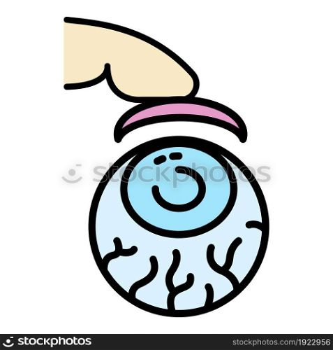 Eyeball contact lens icon. Outline eyeball contact lens vector icon color flat isolated on white. Eyeball contact lens icon color outline vector