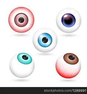 Eyeball icons set. Realistic set of eyeball vector icons for web design isolated on white background. Eyeball icons set, realistic style