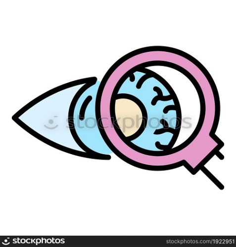 Eyeball inspection icon. Outline eyeball inspection vector icon color flat isolated on white. Eyeball inspection icon color outline vector