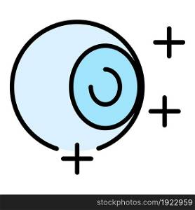 Eyeball plus icon. Outline eyeball plus vector icon color flat isolated on white. Eyeball plus icon color outline vector