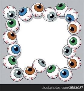 Eyeballs frame on white background. Vector Illustration