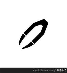 Eyebrow or Lens Tweezers. Flat Vector Icon illustration. Simple black symbol on white background. Eyebrow or Lens Tweezers sign design template for web and mobile UI element. Eyebrow or Lens Tweezers Flat Vector Icon