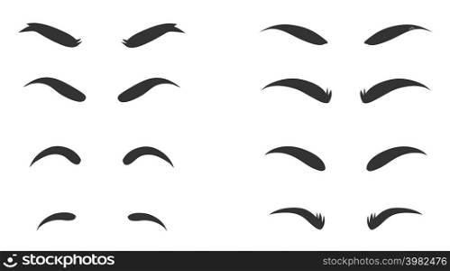 Eyebrows shapes Set. Eyebrow shapes. Various types of eyebrows. Makeup tips. Eyebrow shaping for women. Classic type and different thickness of brows.. Eyebrows shapes Set. Eyebrow shapes. Various types of eyebrows. Makeup tips. Eyebrow shaping for women.