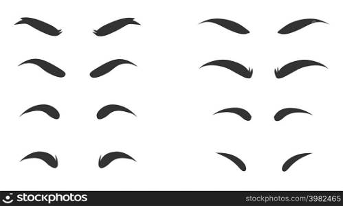 Eyebrows shapes Set. Various types of eyebrows. Makeup tips. Eyebrow shaping for women.Different thickness of brows.. Eyebrows shapes Set. Various types of eyebrows. Makeup tips. Eyebrow shaping for women.