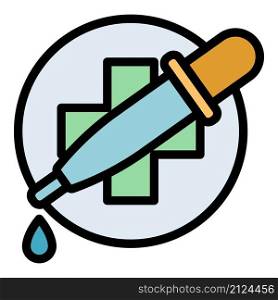 Eyedropper and cross icon. Outline eyedropper and cross vector icon color flat isolated. Eyedropper and cross icon color outline vector