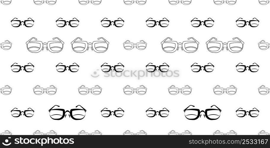 Eyeglass Icon Seamless Pattern, Spectacles Eye Protection Vision Enhancer Vector Art Illustration