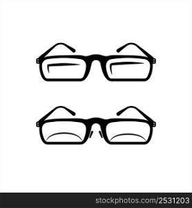 Eyeglass Icon, Spectacles Eye Protection Vision Enhancer Vector Art Illustration