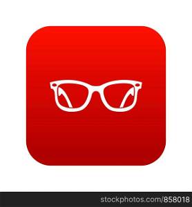 Eyeglasses icon digital red for any design isolated on white vector illustration. Eyeglasses icon digital red