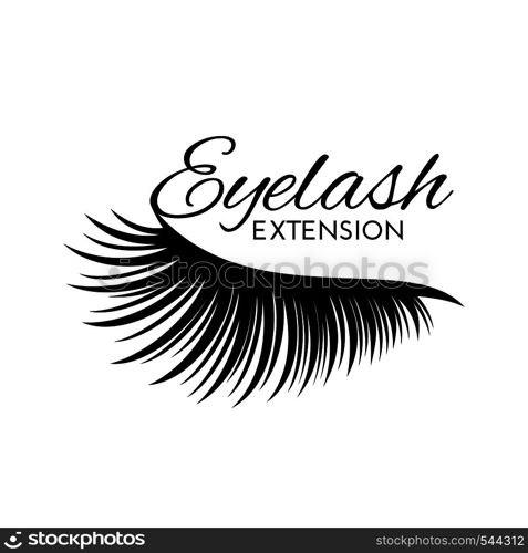 Eyelash extension logo isolated on white background. Design element for beauty salon. Vector illustration.. Cute Eyelash extension logo isolated on white.