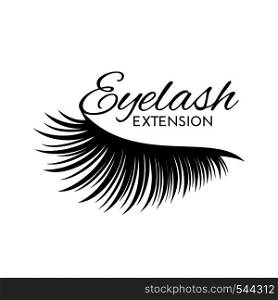 Eyelash extension logo isolated on white background. Design element for beauty salon. Vector illustration.. Cute Eyelash extension logo isolated on white.