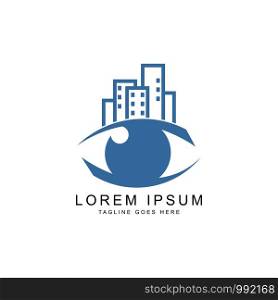 eyepiece with a building logo template