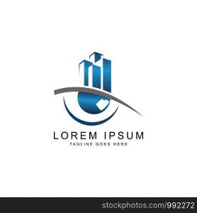 eyepiece with a building logo template