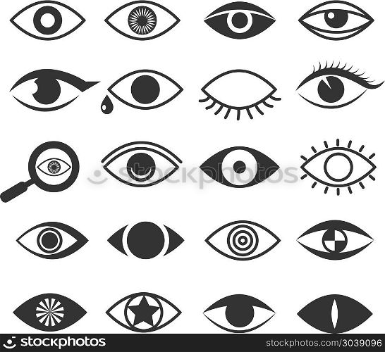 Eyes eye vision vector icons set. Eyes eye vision vector icons set. Eyeball and eyesight, optical logo collection illustration