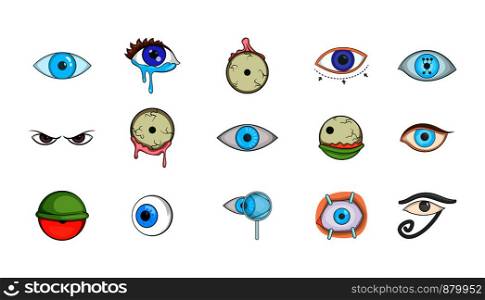 Eyes icon set. Cartoon set of eyes vector icons for web design isolated on white background. Eyes icon set, cartoon style