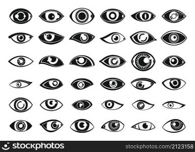 Eyes icons set simple vector. Face organ. People eyes anatomy. Eyes icons set simple vector. Face organ
