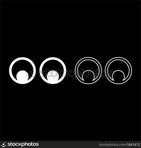 Eyes Look concept Two pairs eye View icon white color vector illustration flat style simple image set. Eyes Look concept Two pairs eye View icon white color vector illustration flat style image set
