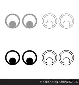 Eyes Look concept Two pairs eye View set icon grey black color vector illustration flat style simple image. Eyes Look concept Two pairs eye View set icon grey black color vector illustration flat style image