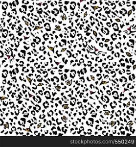 Eyes of wild cats tiger, panther, lion, leopard. Black spotted on the white background. Seamless pattern vector illustration