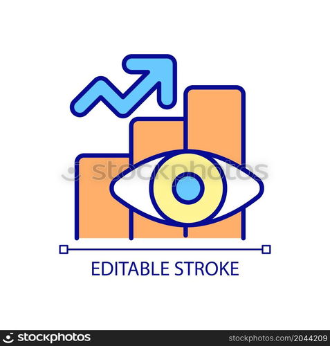 Eyesight improvement RGB color icon. Recovery after effective eye operation. Significant improvement in vision. Isolated vector illustration. Simple filled line drawing. Editable stroke. Eyesight improvement RGB color icon