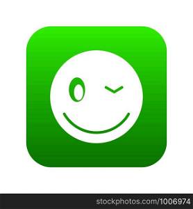 Eyewink emoticon digital green for any design isolated on white vector illustration. Eyewink emoticon digital green