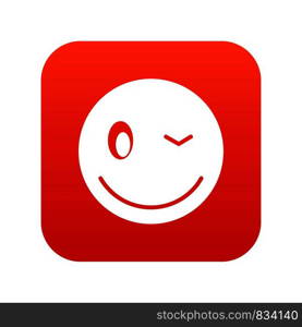 Eyewink emoticon digital red for any design isolated on white vector illustration. Eyewink emoticon digital red