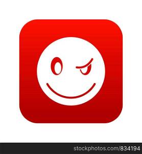 Eyewink emoticon digital red for any design isolated on white vector illustration. Eyewink emoticon digital red