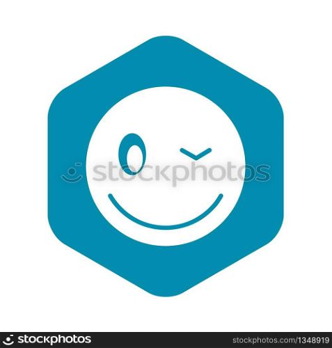 Eyewink emoticon icon in simple style isolated on white background. Eyewink emoticon icon, simple style