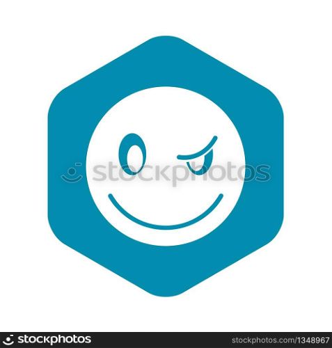 Eyewink emoticon icon in simple style isolated on white background. Eyewink emoticon icon, simple style