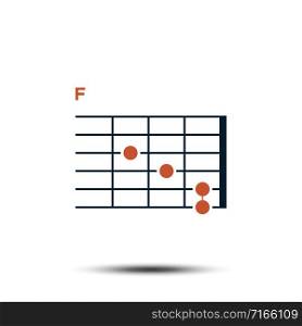 F, Basic Guitar Chord Chart Icon Vector Template