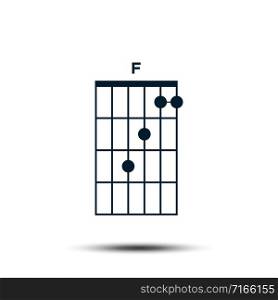 F, Basic Guitar Chord Chart Icon Vector Template