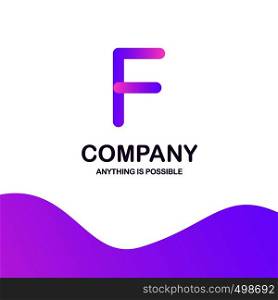 F company logo design with purple theme vector