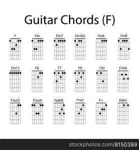 F guitar chord icon set vector illustration design