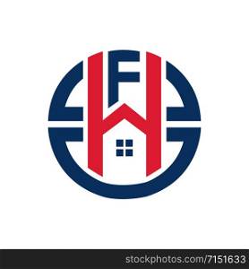 F H Initial letter logo element. home letter logo template.
