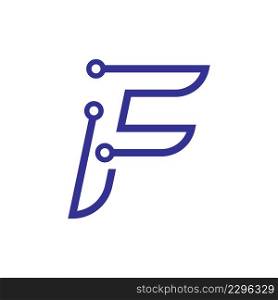 F initial letter Circuit technology illustration logo vector template