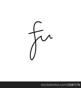 F initial signature handwriting flat design