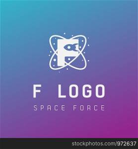 f initial space force logo design galaxy rocket vector in gradient background - vector. f initial space force logo design galaxy rocket vector in gradient background