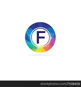 F Letter colorful logo in the hexagonal. Polygonal letter F