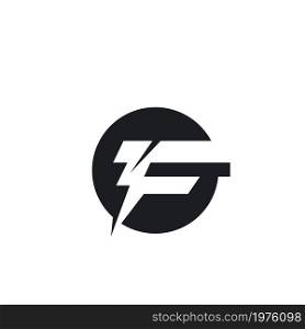f letter flash thunder bolt icon vector illustration concept design template web