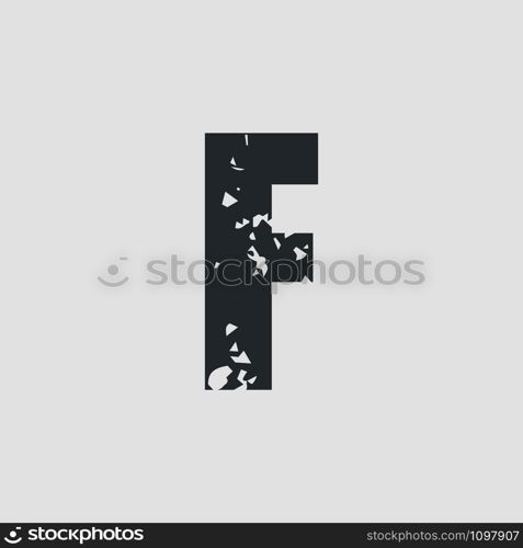 F letter grunge style simple design. Vector eps10