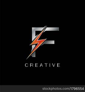 F Letter Logo, Abstract Techno Thunder Bolt Vector Template Design.