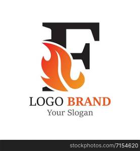 F Letter logo fire creative concept template design