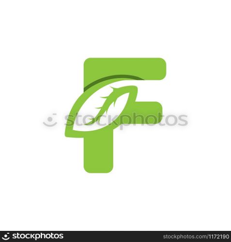 F Letter logo leaf concept template design