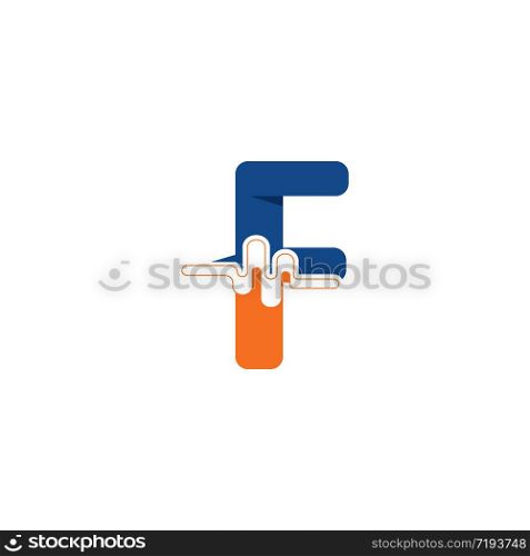F Letter logo on pulse concept creative template design